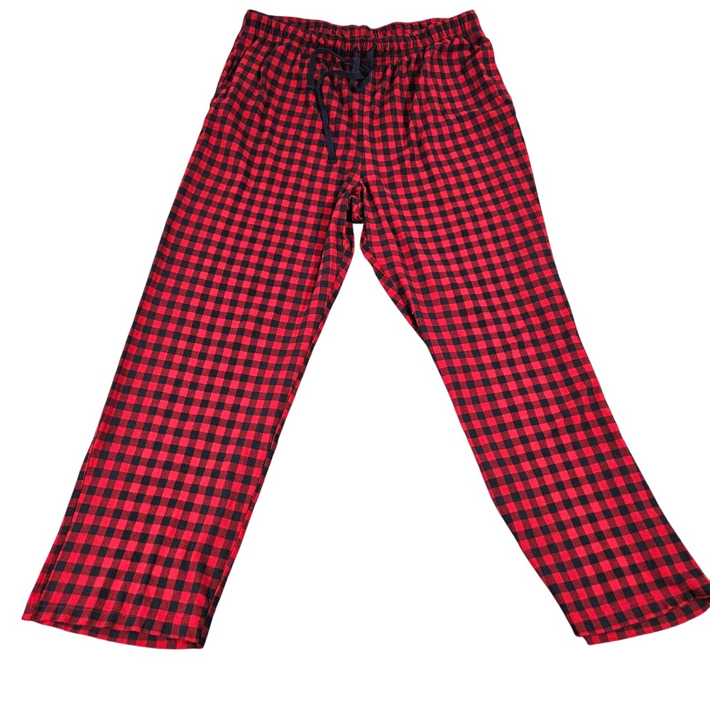 Nautica Sleepwear Pajama Pants‎ L Red Black Buffalo Check Lounge Cozy Festive